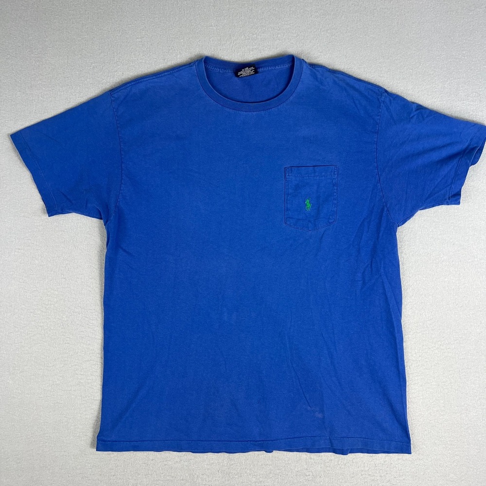 VTG Polo Ralph Lauren Pocket T Shirt‎ Mens Large Faded 1990s Single Stitch USA